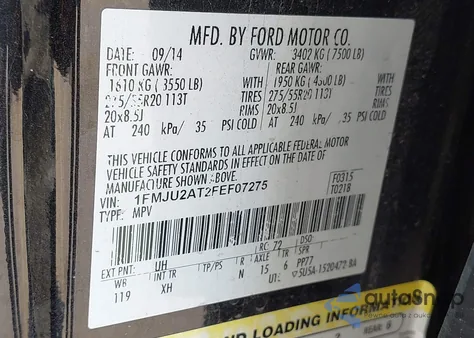 2015 Ford Expedition Limited z USA, uszkodzony, nr VIN 1FMJU2AT2FEF07275